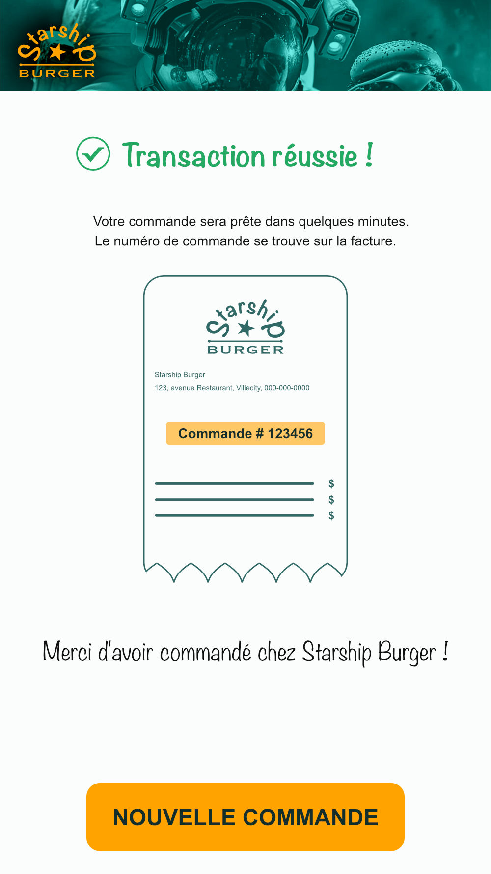 Starship Burger - Confirmation interactive kiosk