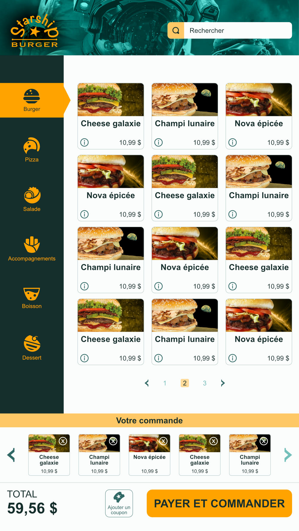 Starship Burger - Menu interactive kiosk